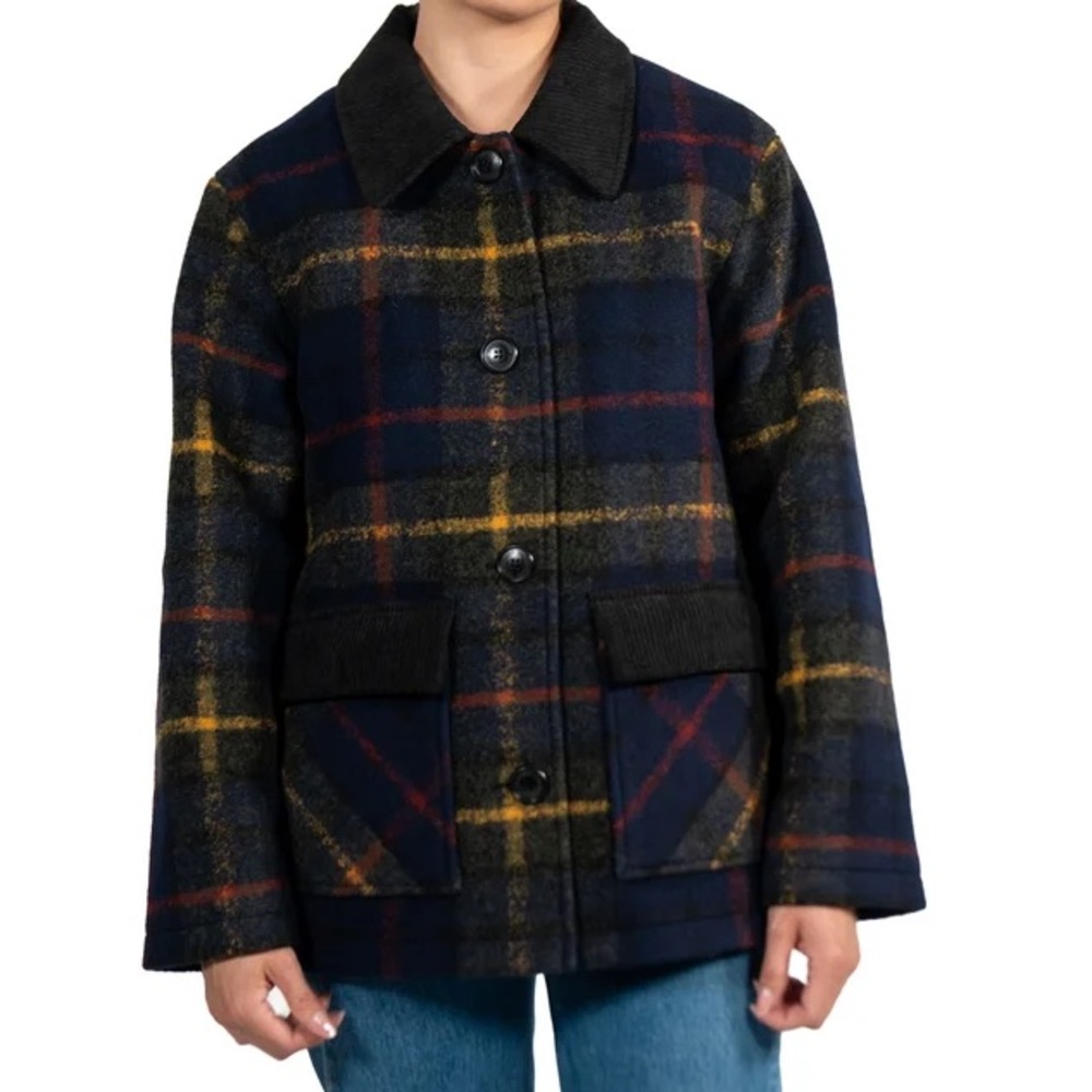 Pendleton Women's Wool Blend Barn Coat Blue (Royal Plaid), XS - NWT
